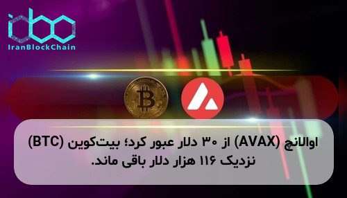 اوالانچ (AVAX) از ۳۰ دلار عبور کرد؛ بیت‌کوین (BTC) نزدیک ۱۱۶ هزار دلار باقی ماند.