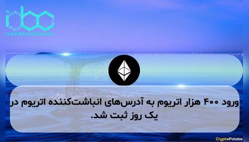 ورود ۴۰۰ هزار اتریوم به آدرس‌های انباشت‌کننده اتریوم در یک روز ثبت شد.