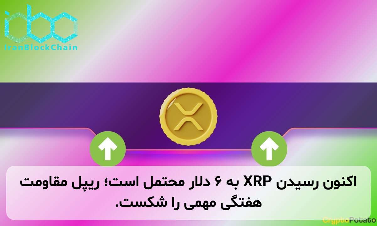اکنون رسیدن XRP به ۶ دلار محتمل است؛ ریپل مقاومت هفتگی مهمی را شکست.