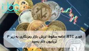 BTC: ادامه سقوط؛ ارزش بازار رمزنگاری به زیر 3 تریلیون دلار رسید