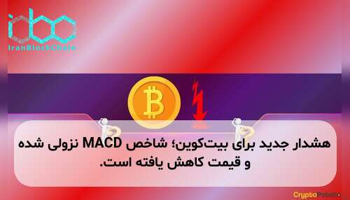 هشدار جدید برای بیت‌کوین؛ شاخص MACD نزولی شده و قیمت کاهش یافته است.