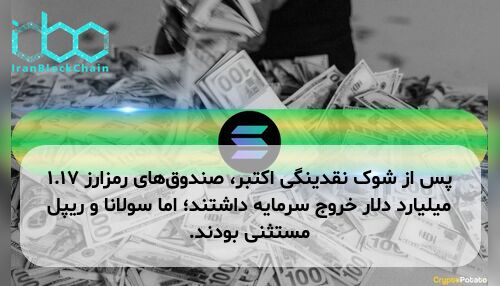 پس از شوک نقدینگی اکتبر، صندوق‌های رمزارز ۱.۱۷ میلیارد دلار خروج سرمایه داشتند؛ اما سولانا و ریپل مستثنی بودند.