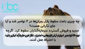 چه چیزی باعث سقوط بازار رمزارزها در ۴ نوامبر شد و آیا جای نگرانی هست؟ در ۴ نوامبر، بازار رمزارزها به دلیل نگرانی درباره مقررات جدید و فروش گسترده سرمایه‌گذاران سقوط کرد. اگرچه نوسانات در این بازار طبیعی است، اما سرمایه‌گذاران باید با احتیاط عمل کنند.