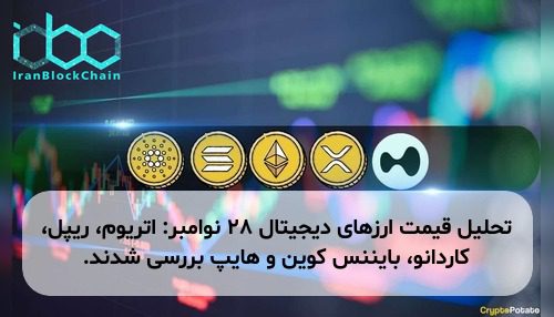 تحلیل قیمت ارزهای دیجیتال ۲۸ نوامبر: اتریوم، ریپل، کاردانو، بایننس کوین و هایپ بررسی شدند.