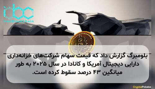 بلومبرگ گزارش داد که قیمت سهام شرکت‌های خزانه‌داری دارایی دیجیتال آمریکا و کانادا در سال ۲۰۲۵ به طور میانگین ۴۳ درصد سقوط کرده است.