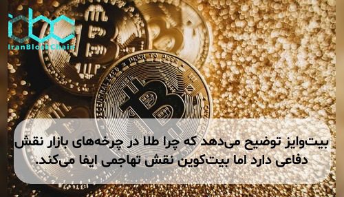 بیت‌وایز توضیح می‌دهد که چرا طلا در چرخه‌های بازار نقش دفاعی دارد اما بیت‌کوین نقش تهاجمی ایفا می‌کند.