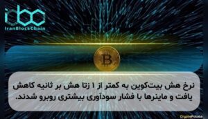 نرخ هش بیت‌کوین به کمتر از ۱ زتا هش بر ثانیه کاهش یافت و ماینرها با فشار سودآوری بیشتری روبرو شدند.