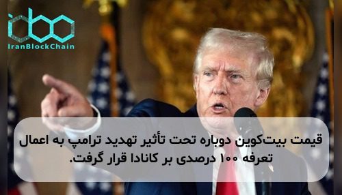 قیمت بیت‌کوین دوباره تحت تأثیر تهدید ترامپ به اعمال تعرفه ۱۰۰ درصدی بر کانادا قرار گرفت.