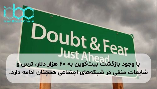 با وجود بازگشت بیت‌کوین به ۶۰ هزار دلار، ترس و شایعات منفی در شبکه‌های اجتماعی همچنان ادامه دارد.