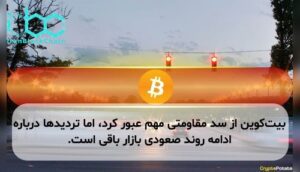 بیت‌کوین از سد مقاومتی مهم عبور کرد، اما تردیدها درباره ادامه روند صعودی بازار باقی است.