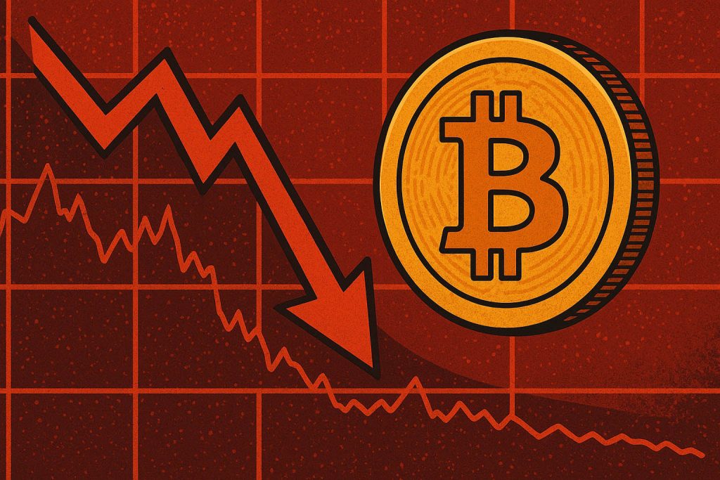 نمودار سقوط قیمت بیتکوین در بازار ارزهای دیجیتال