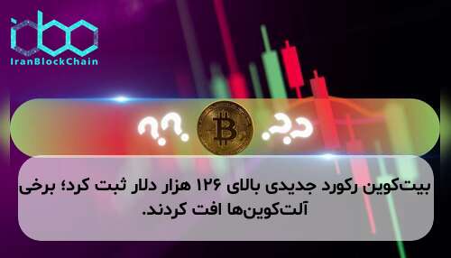 بیت‌کوین رکورد جدیدی بالای ۱۲۶ هزار دلار ثبت کرد؛ برخی آلت‌کوین‌ها افت کردند.