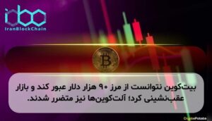 بیت‌کوین نتوانست از مرز ۹۰ هزار دلار عبور کند و بازار عقب‌نشینی کرد؛ آلت‌کوین‌ها نیز متضرر شدند.