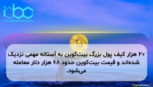 ۲۰ هزار کیف پول بزرگ بیت‌کوین به آستانه مهمی نزدیک شده‌اند و قیمت بیت‌کوین حدود ۶۸ هزار دلار معامله می‌شود.