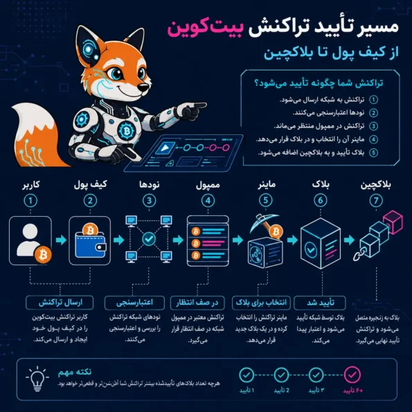 مسیر تأیید تراکنش بیتکوین از کیف پول تا بلاکچین