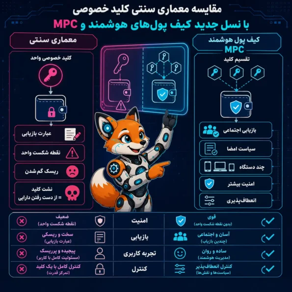 مقایسه معماری سنتی کلید خصوصی با نسل جدید کیف پول‌های هوشمند و MPC