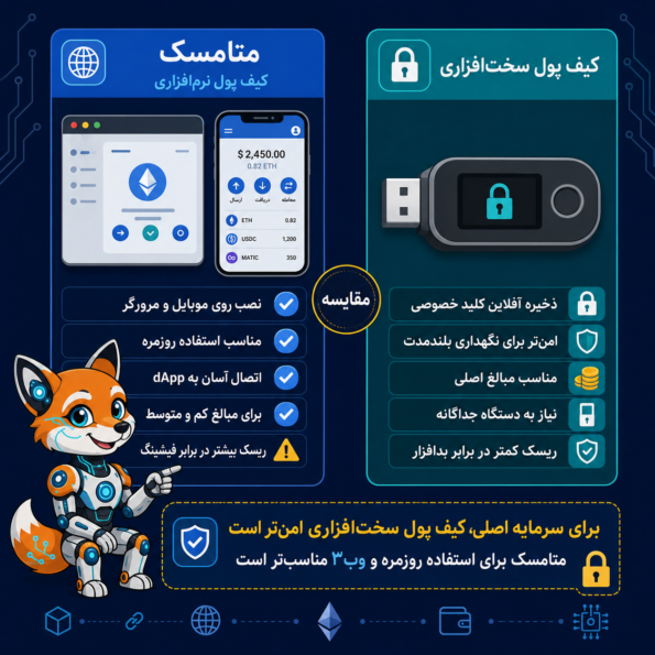 MetaMask بهتر است یا کیف پول سخت‌افزاری؟