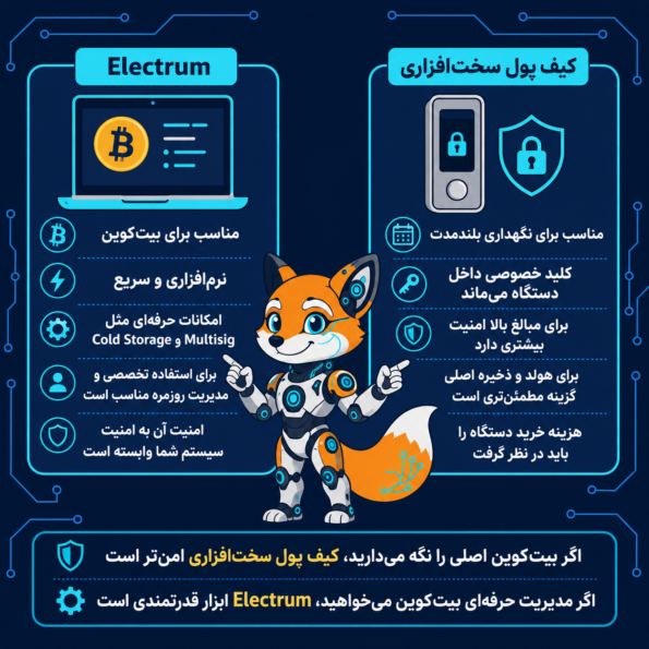 Electrum بهتر است یا کیف پول سختافزاری؟