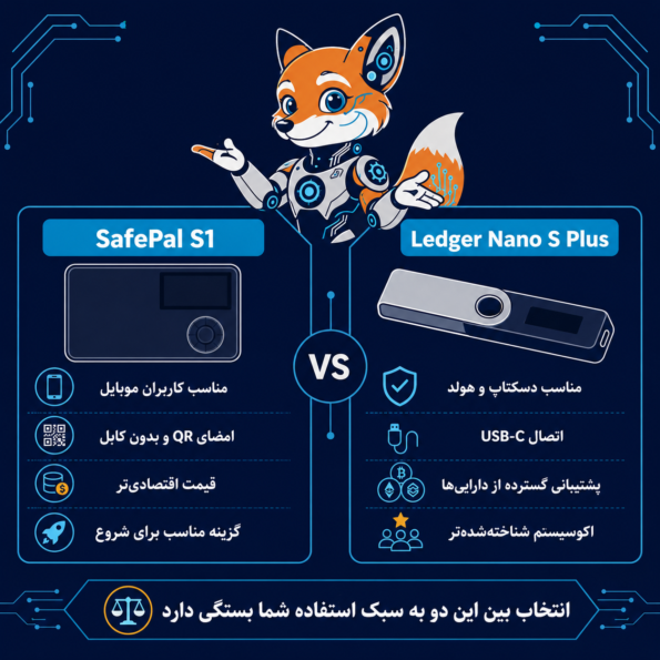 مقایسه SafePal S1 با Ledger Nano S Plus