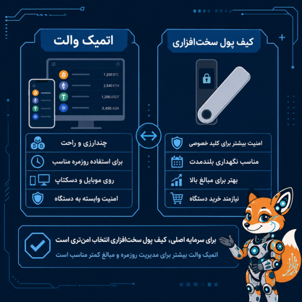Atomic Wallet بهتر است یا کیف پول سخت‌افزاری؟