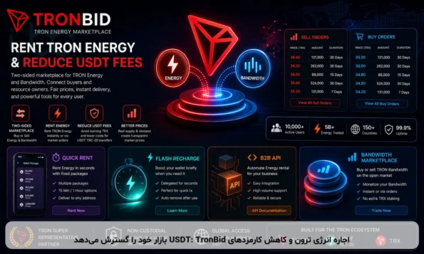 اجاره انرژی ترون و کاهش کارمزدهای USDT: TronBid بازار خود را گسترش می‌دهد