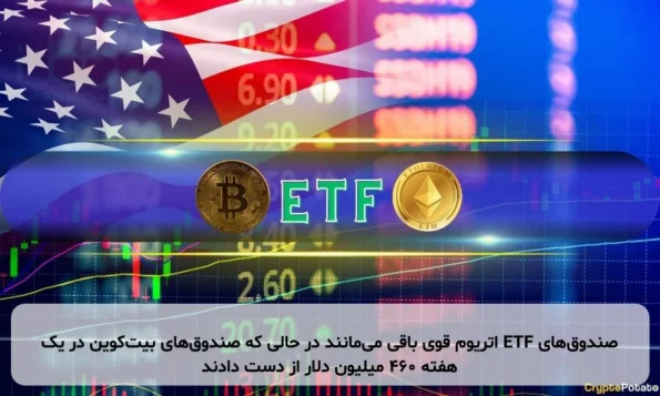 صندوق‌های ETF اتریوم قوی باقی می‌مانند در حالی که صندوق‌های بیت‌کوین در یک هفته ۴۶۰ میلیون دلار از دست دادند