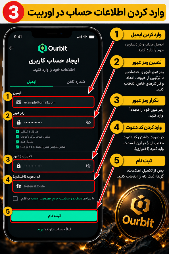 واردکردن اطلاعات حساب