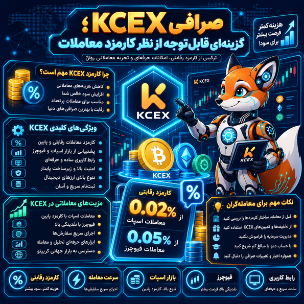 صرافی KCEX؛ گزینهای قابلتوجه از نظر کارمزد معاملات